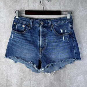 Women's Levi's 501 Distressed Cutoff Denim Shorts Size 28